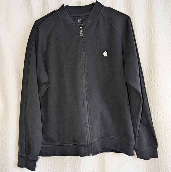 Apple Bomber Full-Zip Jacket Men's Medium in Black Relaxed Fit Made in USA - Picture 2 of 7